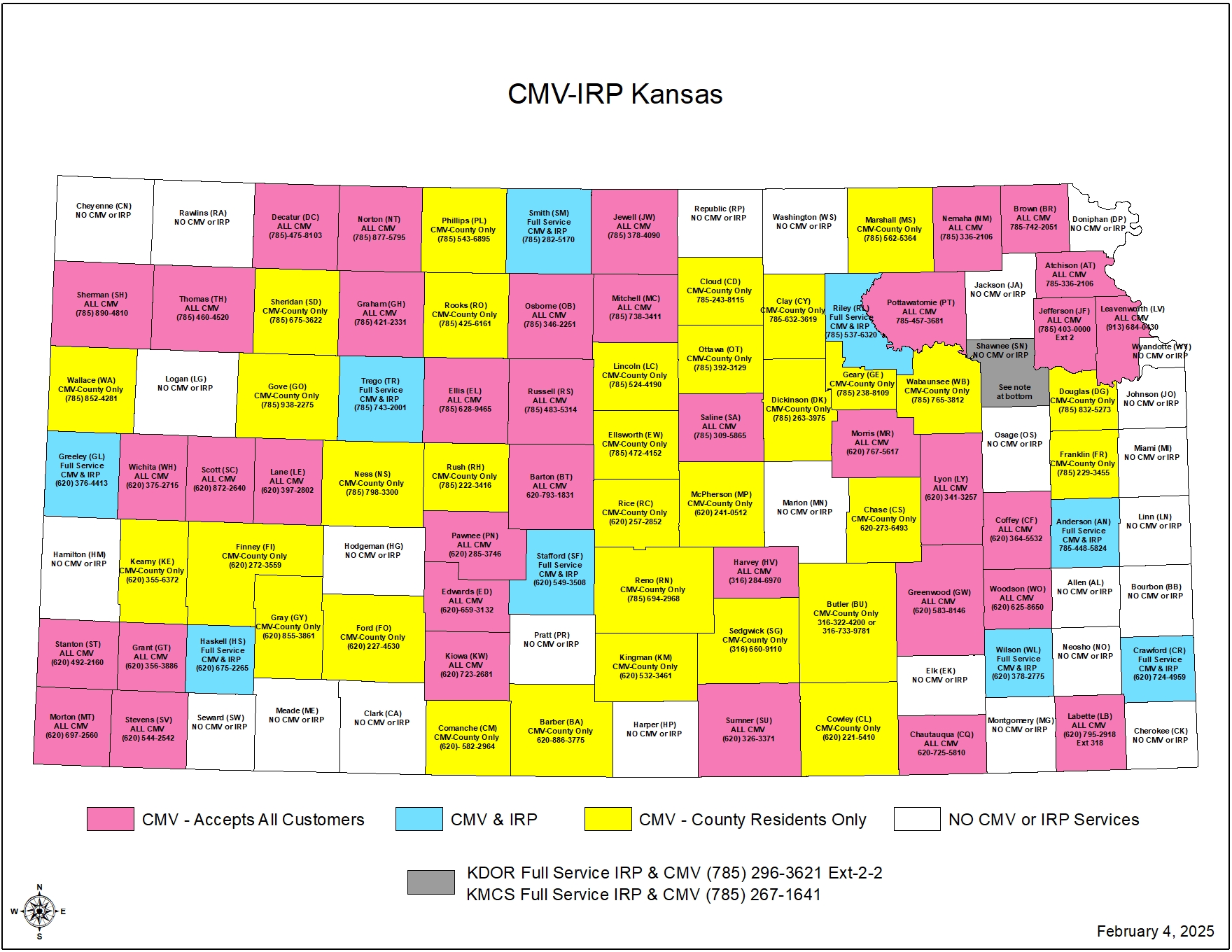 CMV services by county
