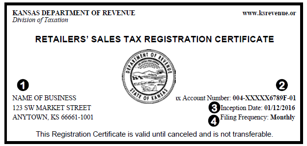 Sample image of registration certificate