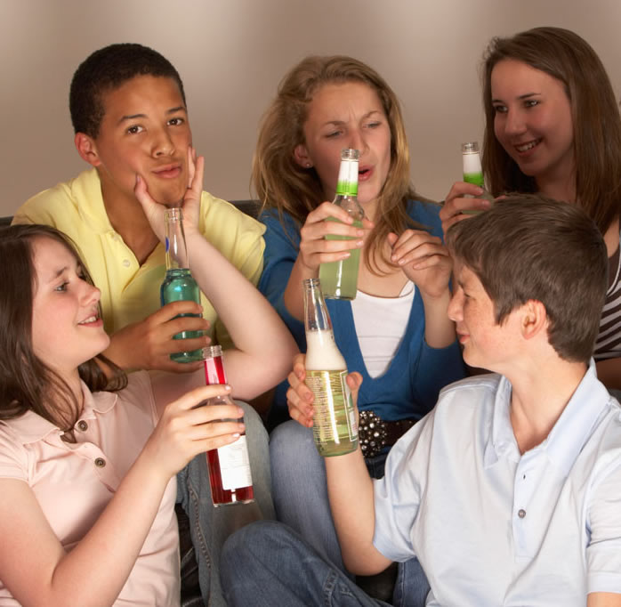 Teens drinking beer